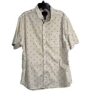 Cactus Man Ricky Singh Button Shirt Mens Large Ivory Anchor Print Nautical